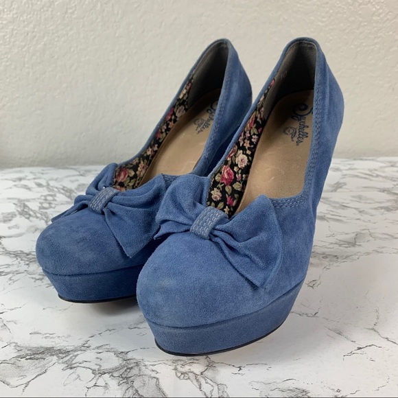 Seychelles Women’s Blue Suede Platform Heels 10 - Picture 5 of 8
